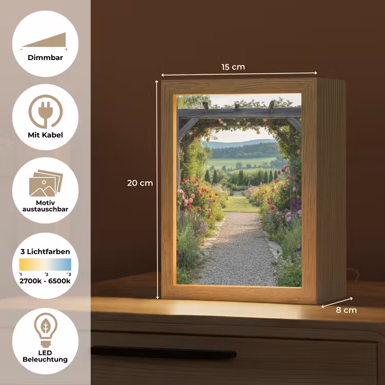 Doorkijk - Landschap - Natuur - Tuinboog - Bloemen Light Box met kabel (Wandlamp) klein -USP_websiteoverzichtDE