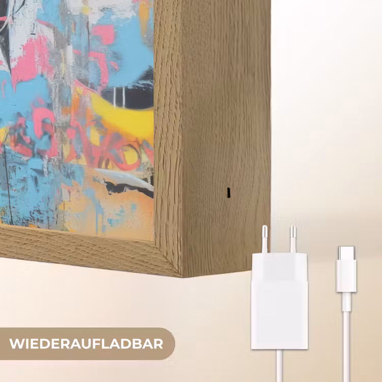 Expressief - Milkshake - Vrouw - Felle kleuren Light Box met batterij (Wandlamp) middel -USP_websiteoplaadbaarDE