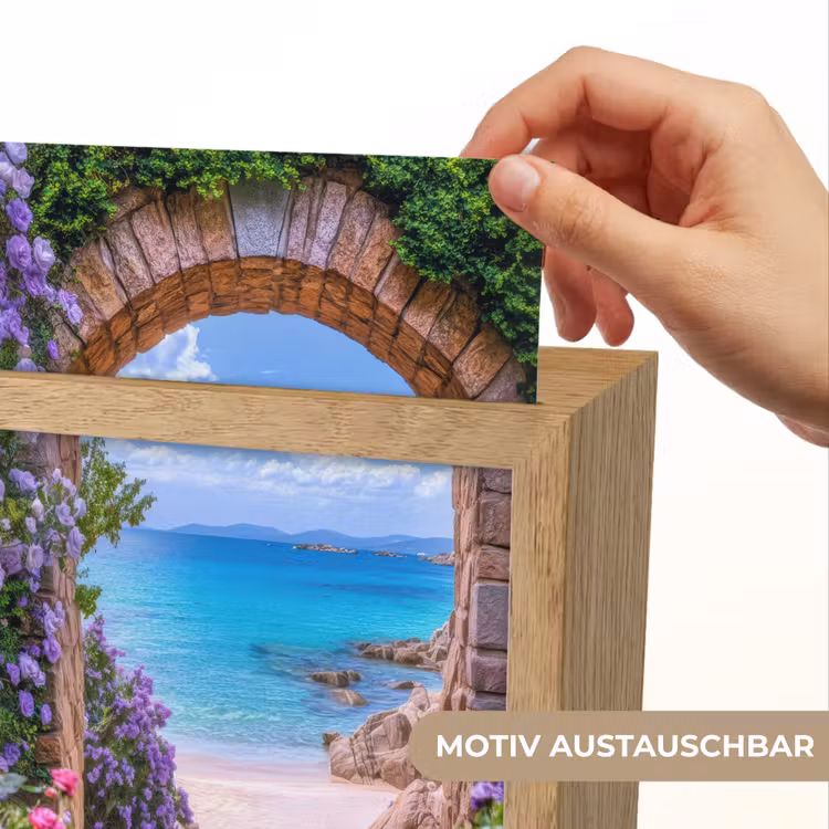 Doorkijk - Poort - Zee - Strand - Rotsen Light Box met kabel (Wandlamp) klein -USP_websiteprintDE