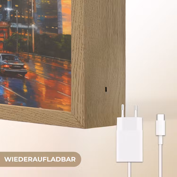Auto - Skyline - Zon - Blauw Light Box met batterij (Wandlamp) middel -USP_websiteoplaadbaarDE