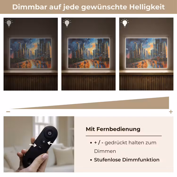 Auto - Skyline - Zon - Blauw Light Box met batterij (Wandlamp) middel -USP_dimbaarDE