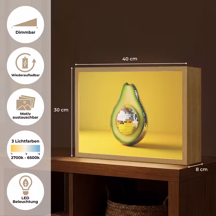 Avocado - Discobal - Geel - Glitter Light Box met batterij (Wandlamp) middel -USP_websiteoverzichtDE