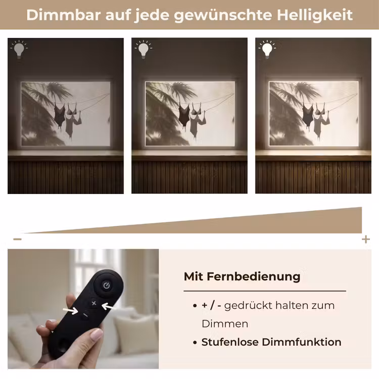 Badkleding - Palmbomen - Schaduw - Tropisch Light Box met batterij (Wandlamp) middel -USP_dimbaarDE