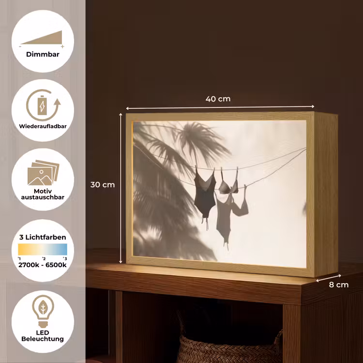Badkleding - Palmbomen - Schaduw - Tropisch Light Box met batterij (Wandlamp) middel -USP_websiteoverzichtDE