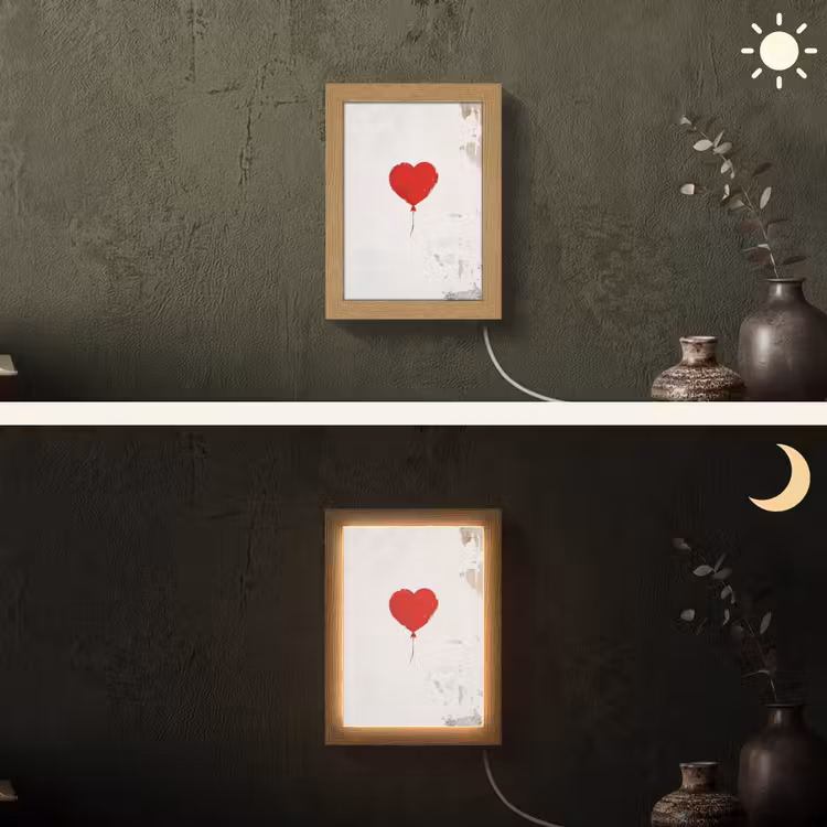 Ballon - Rood - Hart Light Box met kabel (Wandlamp) klein -sfeer3