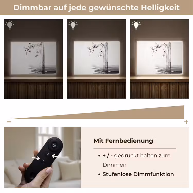 Bamboestammen - Water - Minimalistisch - Wit Light Box met batterij (Wandlamp) middel -USP_dimbaarDE