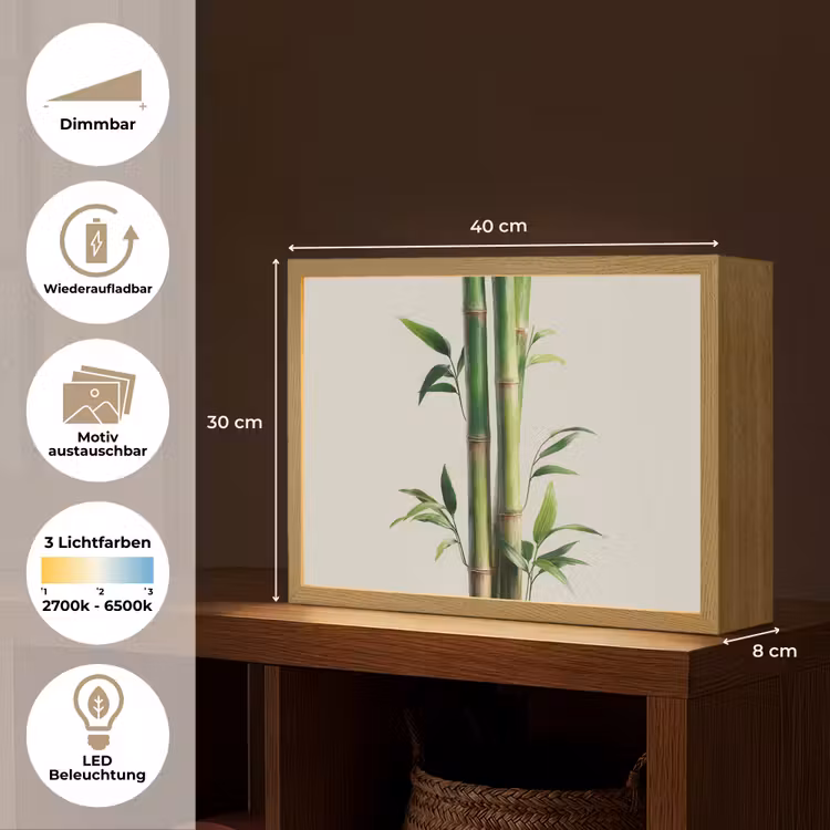 Bamboestengels - Sierlijk - Groen Light Box met batterij (Wandlamp) middel -USP_websiteoverzichtDE