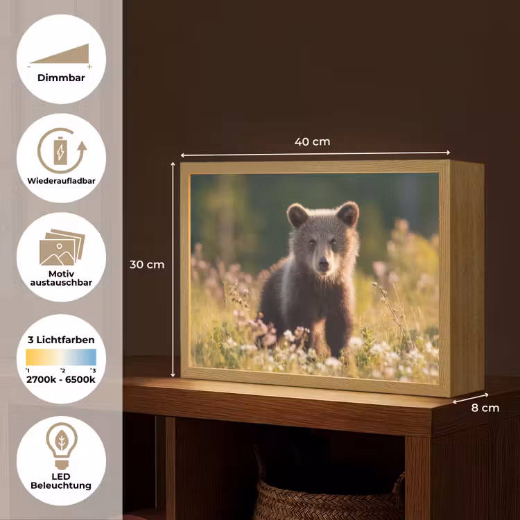 Beer - Bloemenveld - Gras Light Box met batterij (Wandlamp) middel -USP_websiteoverzichtDE