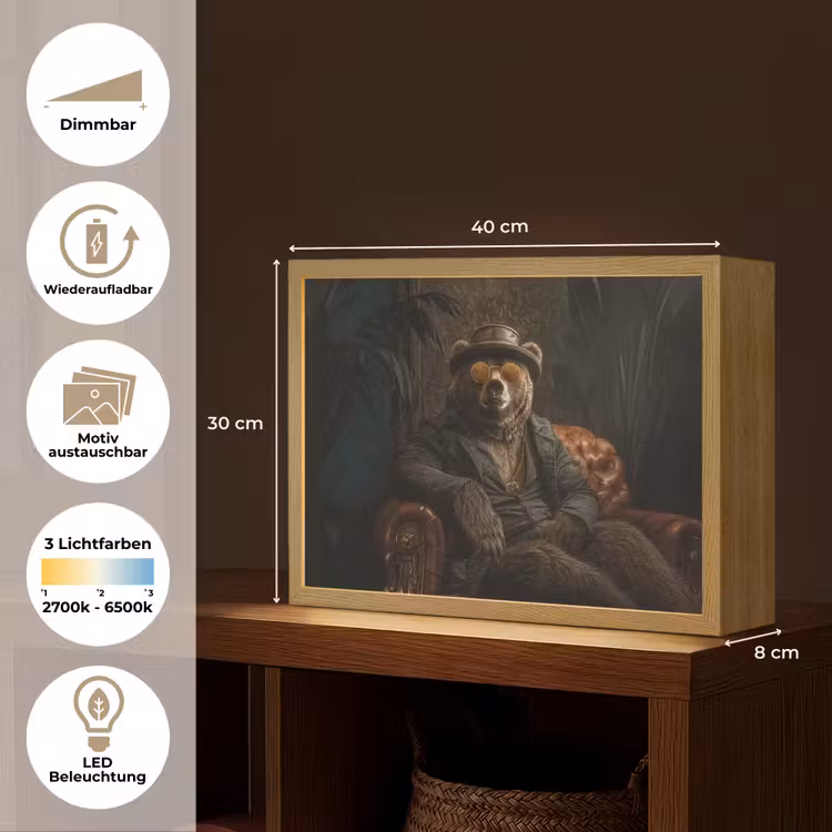 Beer - Bruin - Pak - Hoed Light Box met batterij (Wandlamp) middel -USP_websiteoverzichtDE