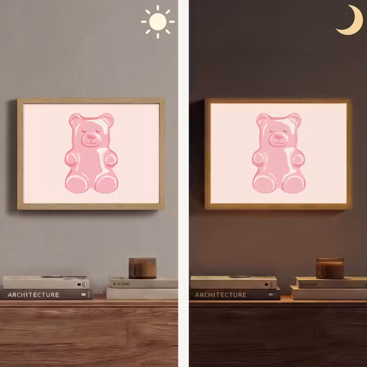 Beer - Roze - Snoep Light Box met batterij (Wandlamp) middel -sfeer3