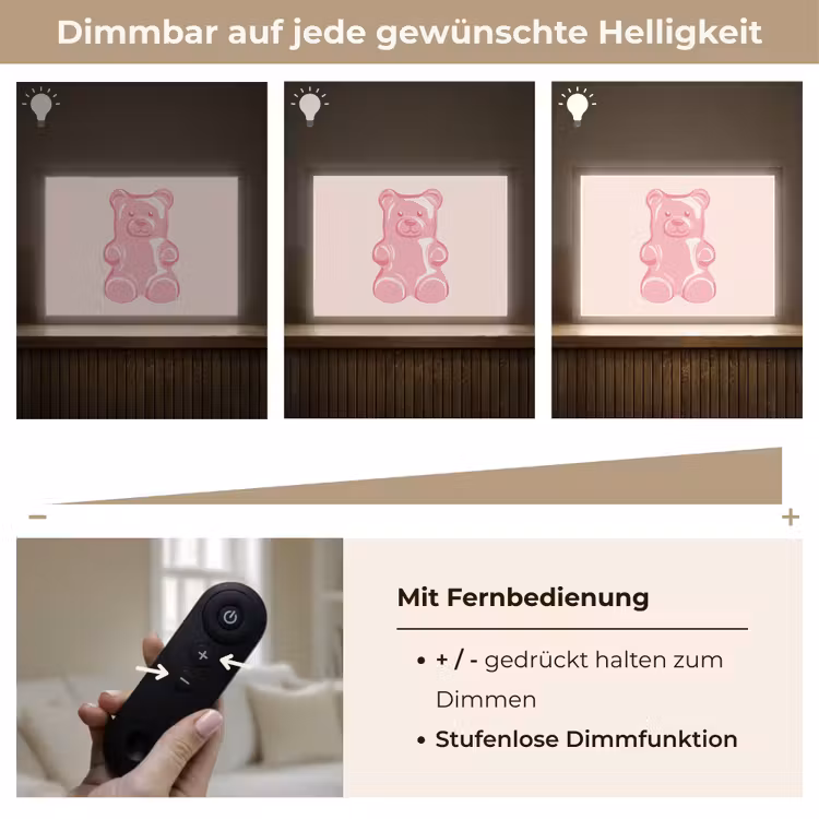 Beer - Roze - Snoep Light Box met batterij (Wandlamp) middel -USP_dimbaarDE
