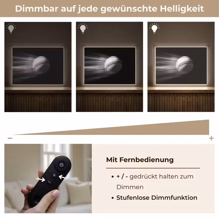 Honkbal - Wit - Vliegt Light Box met batterij (Wandlamp) middel -USP_dimbaarDE