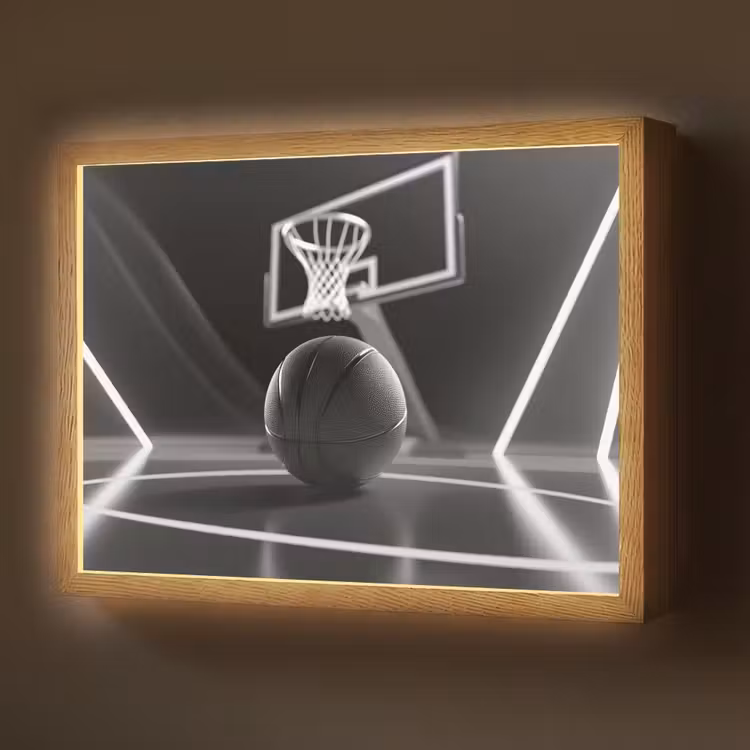 Basketbal - Basketbalveld - Lichtlijnen Light Box met batterij (Wandlamp) middel -z3d_website