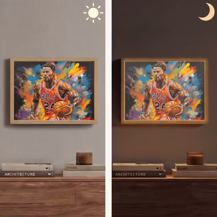 Basketbal - Verf - Kleuren - Rood Light Box met batterij (Wandlamp) middel -sfeer3