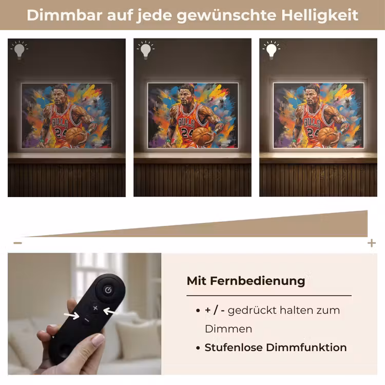 Basketbal - Verf - Kleuren - Rood Light Box met batterij (Wandlamp) middel -USP_dimbaarDE
