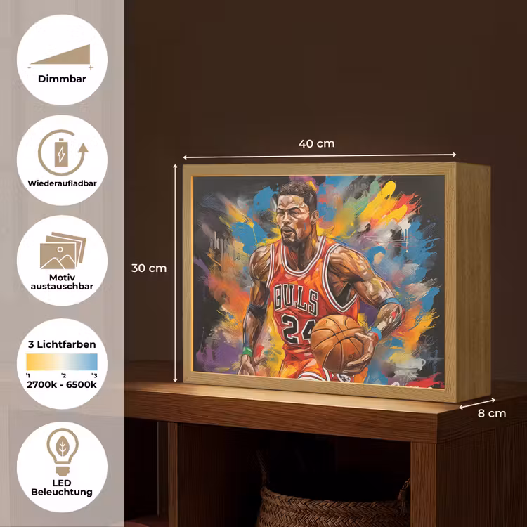 Basketbal - Verf - Kleuren - Rood Light Box met batterij (Wandlamp) middel -USP_websiteoverzichtDE