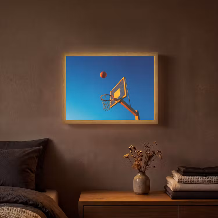 Basketbal - Lucht - Ring Light Box met batterij (Wandlamp) middel -sfeer4