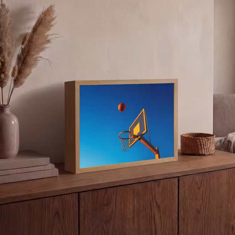Basketbal - Lucht - Ring Light Box met batterij (Wandlamp) middel -sfeer2