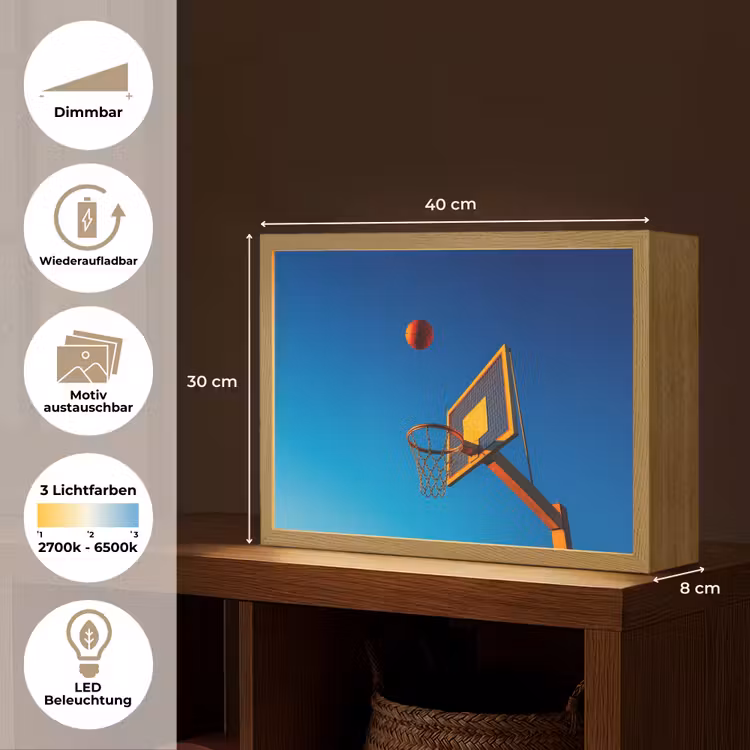 Basketbal - Lucht - Ring Light Box met batterij (Wandlamp) middel -USP_websiteoverzichtDE