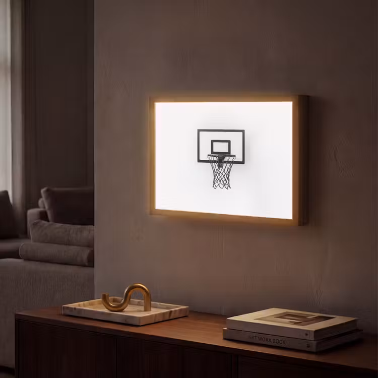 Basketbalbord - Minimalistisch - Zwart Light Box met batterij (Wandlamp) middel -sfeer1