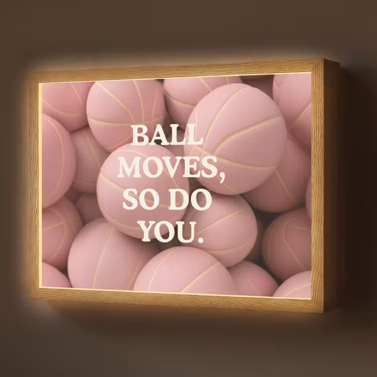 Basketballen - Roze - Quote - Sportief Light Box met batterij (Wandlamp) middel -z3d_website