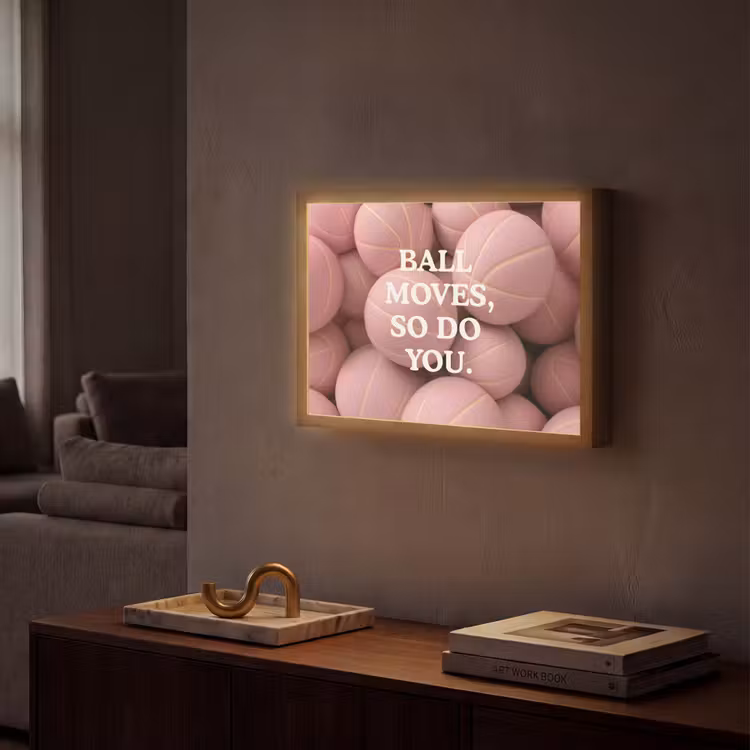 Basketballen - Roze - Quote - Sportief Light Box met batterij (Wandlamp) middel -sfeer1