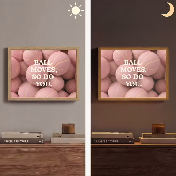 Basketballen - Roze - Quote - Sportief Light Box met batterij (Wandlamp) middel -sfeer3