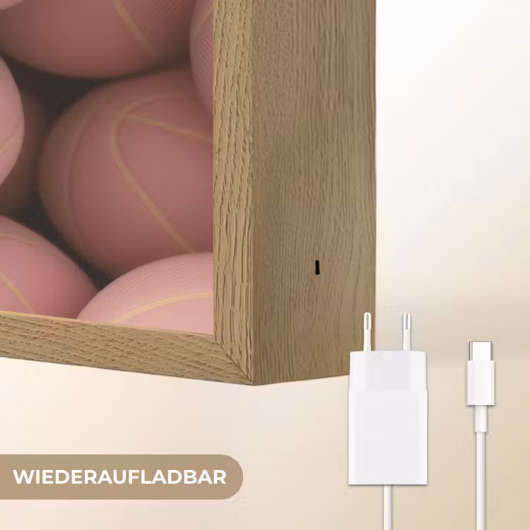 Basketballen - Roze - Quote - Sportief Light Box met batterij (Wandlamp) middel -USP_websiteoplaadbaarDE