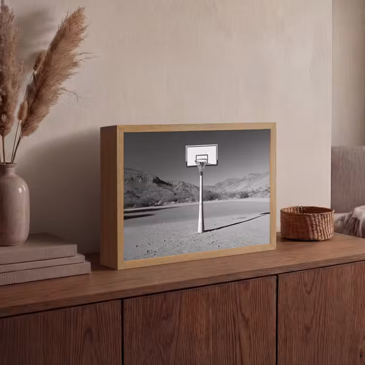 Basketbalpaal - Landschap - Zand - Wit Light Box met batterij (Wandlamp) middel -sfeer2