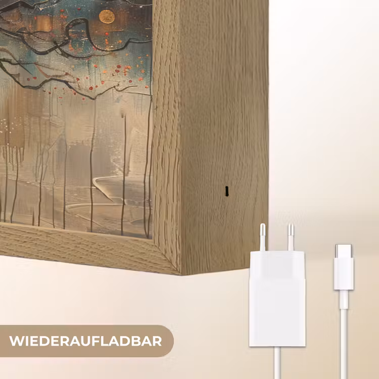 Boom - Abstract - Bruin - Goud - Industrieel Light Box met batterij (Wandlamp) middel -USP_websiteoplaadbaarDE