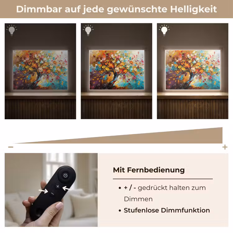 Boom - Abstract - Kleurrijk - Bloemen Light Box met batterij (Wandlamp) middel -USP_dimbaarDE