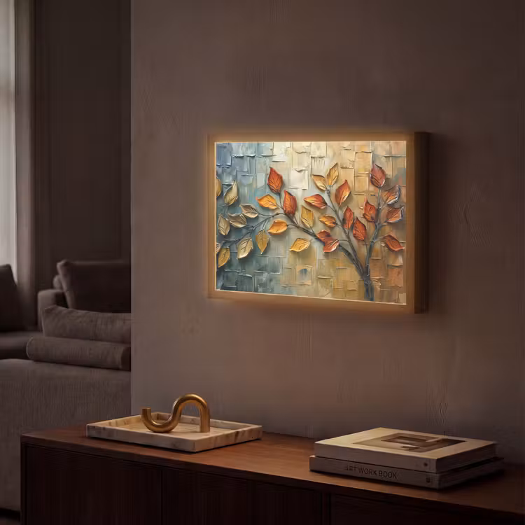 Boom - Abstract - Natuur - Kunst Light Box met batterij (Wandlamp) middel -sfeer1