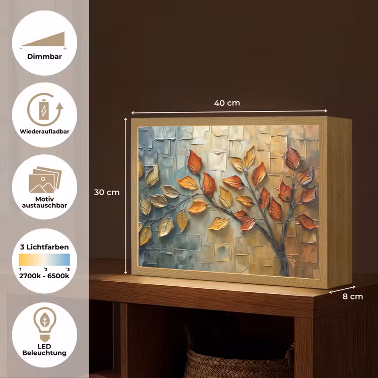 Boom - Abstract - Natuur - Kunst Light Box met batterij (Wandlamp) middel -USP_websiteoverzichtDE