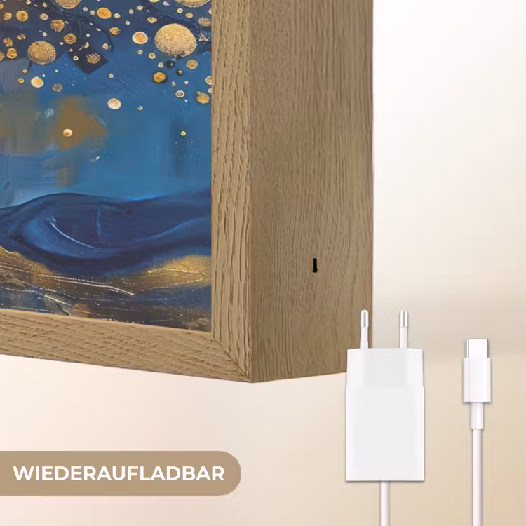 Boom - Levensboom - Blauw - Goud Light Box met batterij (Wandlamp) middel -USP_websiteoplaadbaarDE