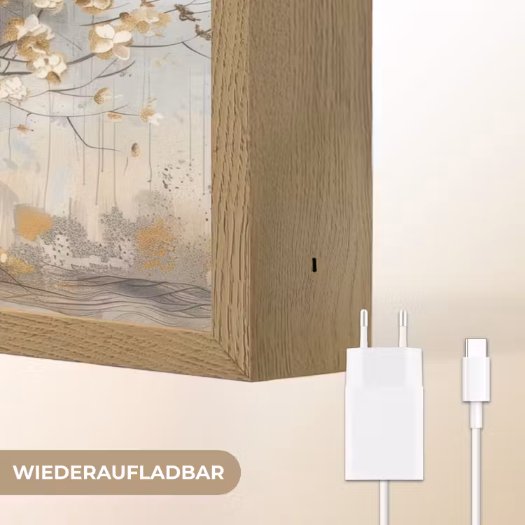 Boom - Beige - Goud - Verflook - Grijs Light Box met batterij (Wandlamp) middel -USP_websiteoplaadbaarDE