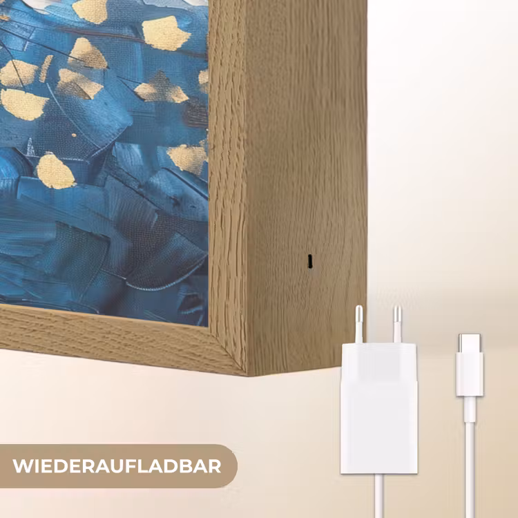 Boom - Blauw - Goud - Abstract Light Box met batterij (Wandlamp) middel -USP_websiteoplaadbaarDE