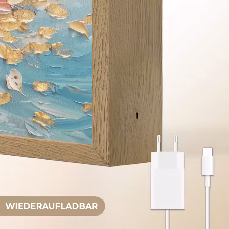 Boom - Blauw - Goud - Abstract - Modern Light Box met batterij (Wandlamp) middel -USP_websiteoplaadbaarDE