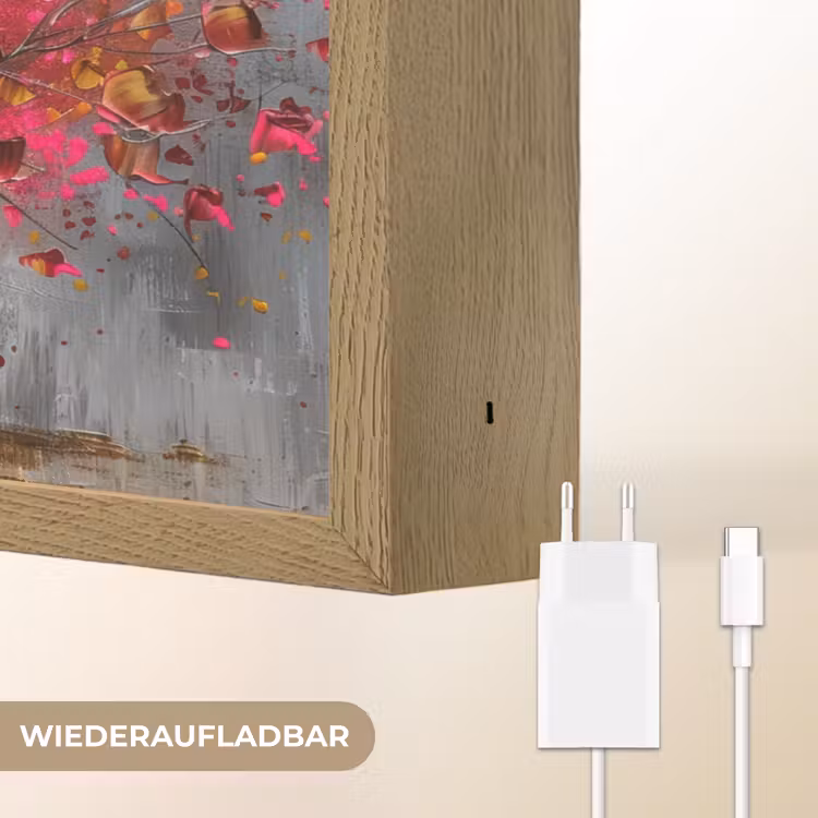 Boom - Kleurrijk - Grijs - Modern Light Box met batterij (Wandlamp) middel -USP_websiteoplaadbaarDE