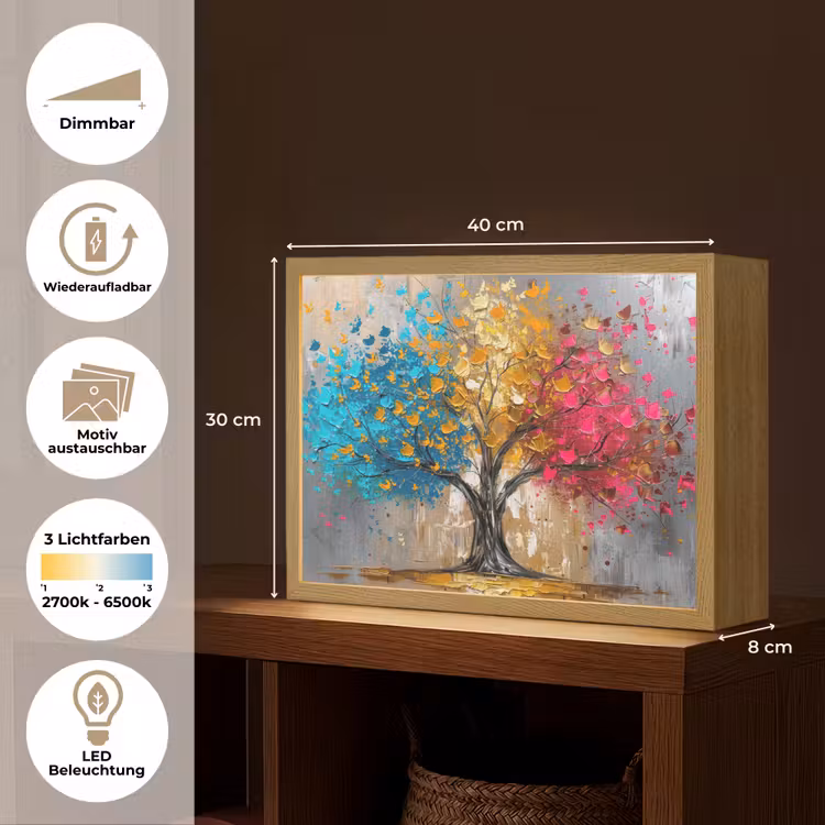 Boom - Kleurrijk - Grijs - Modern Light Box met batterij (Wandlamp) middel -USP_websiteoverzichtDE