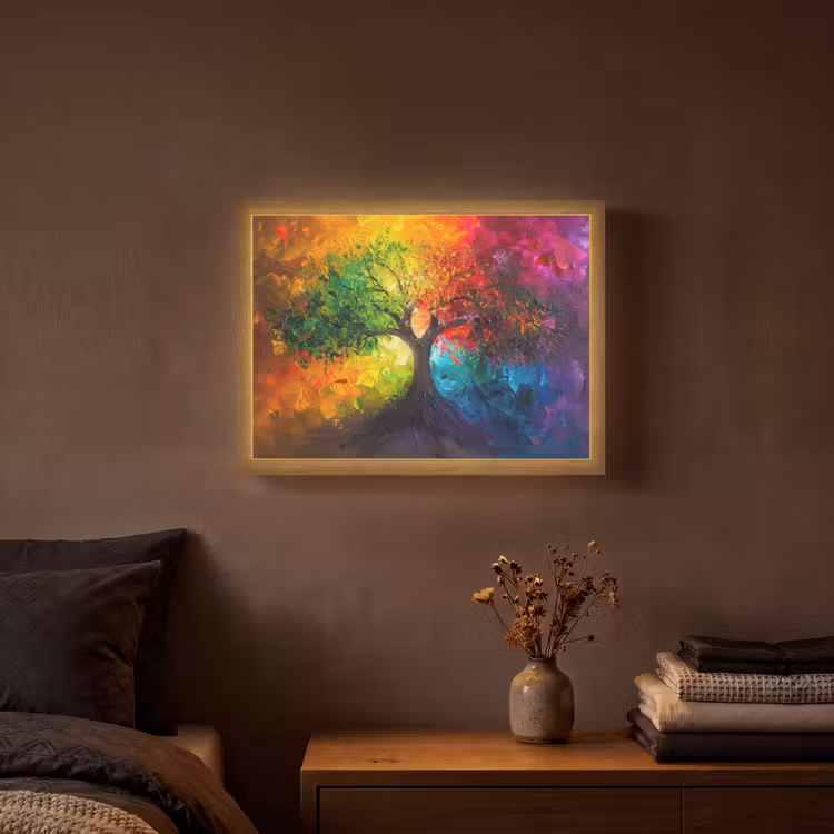 Boom - Kleurrijk - Modern - Abstract Light Box met batterij (Wandlamp) middel -sfeer4