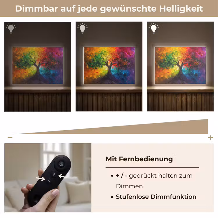 Boom - Kleurrijk - Modern - Abstract Light Box met batterij (Wandlamp) middel -USP_dimbaarDE