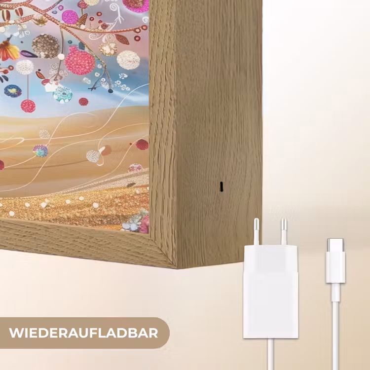 Levensboom - Goud - Kleurrijk - Abstract - Aesthetic Light Box met batterij (Wandlamp) middel -USP_websiteoplaadbaarDE