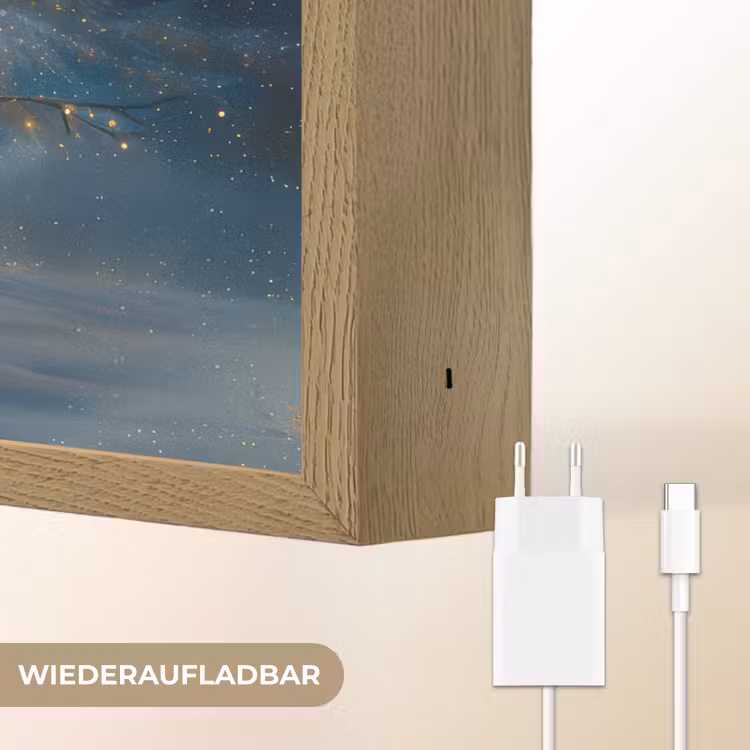 Levensboom - Nacht - Donker - Blauw Light Box met batterij (Wandlamp) middel -USP_websiteoplaadbaarDE