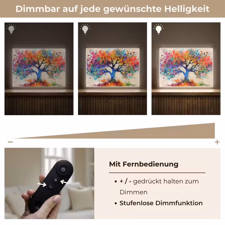 Levensboom - Natuur - Kleurrijk - Boom Light Box met batterij (Wandlamp) middel -USP_dimbaarDE