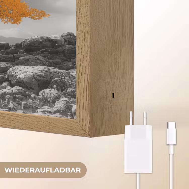 Boom - Geel - Natuur - Zwart wit Light Box met batterij (Wandlamp) middel -USP_websiteoplaadbaarDE