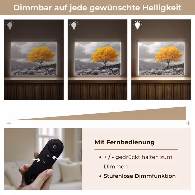 Boom - Geel - Natuur - Zwart wit Light Box met batterij (Wandlamp) middel -USP_dimbaarDE