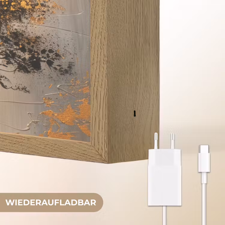 Boom - Goud - Landschap - Verf Light Box met batterij (Wandlamp) middel -USP_websiteoplaadbaarDE