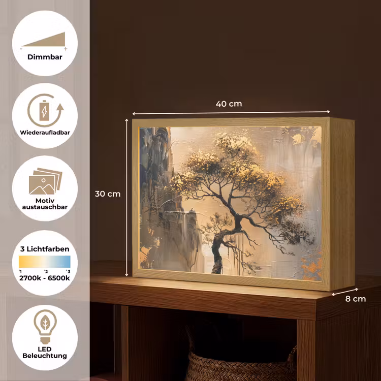 Boom - Goud - Landschap - Verf Light Box met batterij (Wandlamp) middel -USP_websiteoverzichtDE
