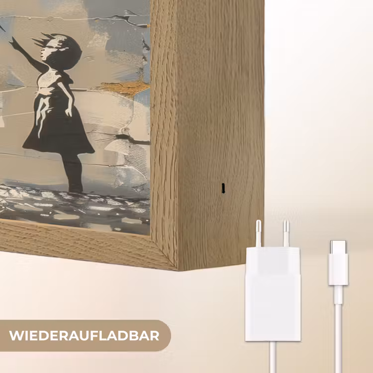 Boom - Graffiti - Banksy Style - Balloon Girl Light Box met batterij (Wandlamp) middel -USP_websiteoplaadbaarDE