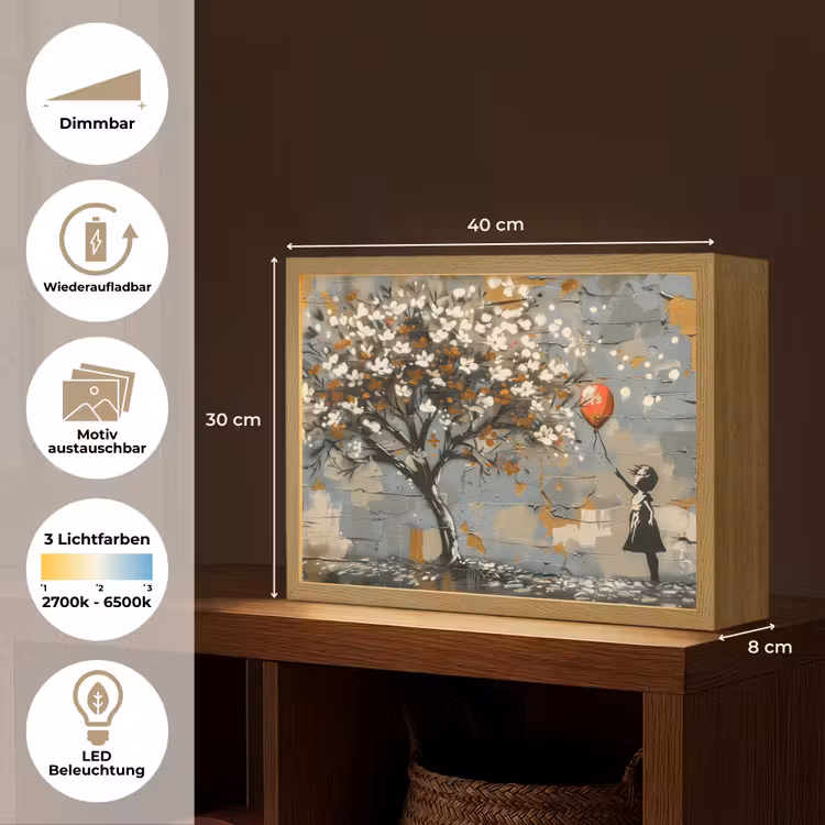 Boom - Graffiti - Banksy Style - Balloon Girl Light Box met batterij (Wandlamp) middel -USP_websiteoverzichtDE